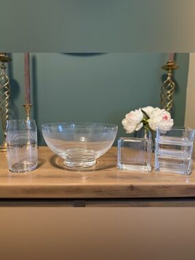 Mikasa Clear Glass Serveware Set with Striated Detail